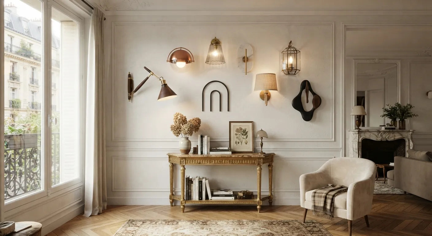 Applique murale design salon 2026 — sélection de luminaires muraux par style Image