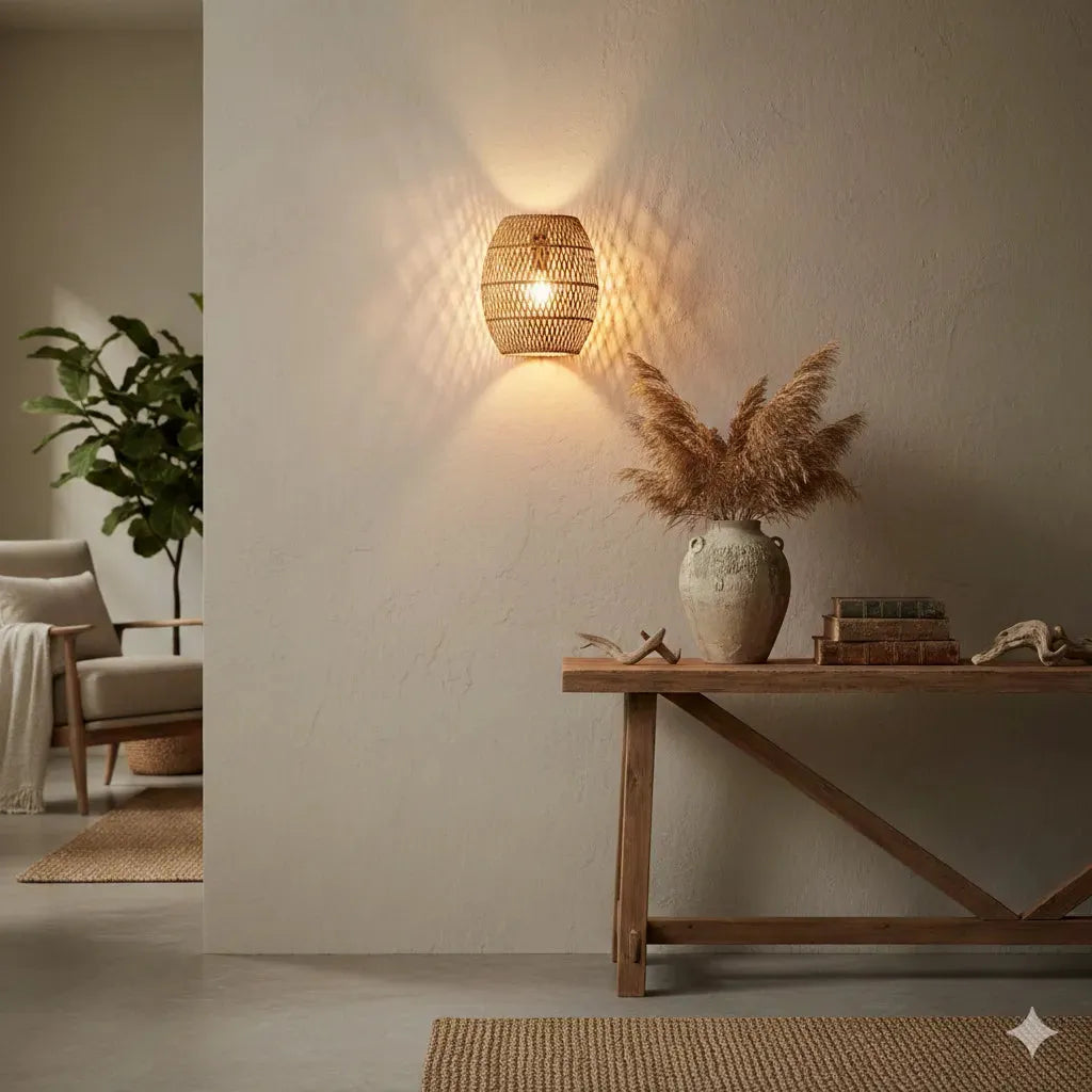 Applique murale en rotin : le secret d’une lumière douce et naturelle