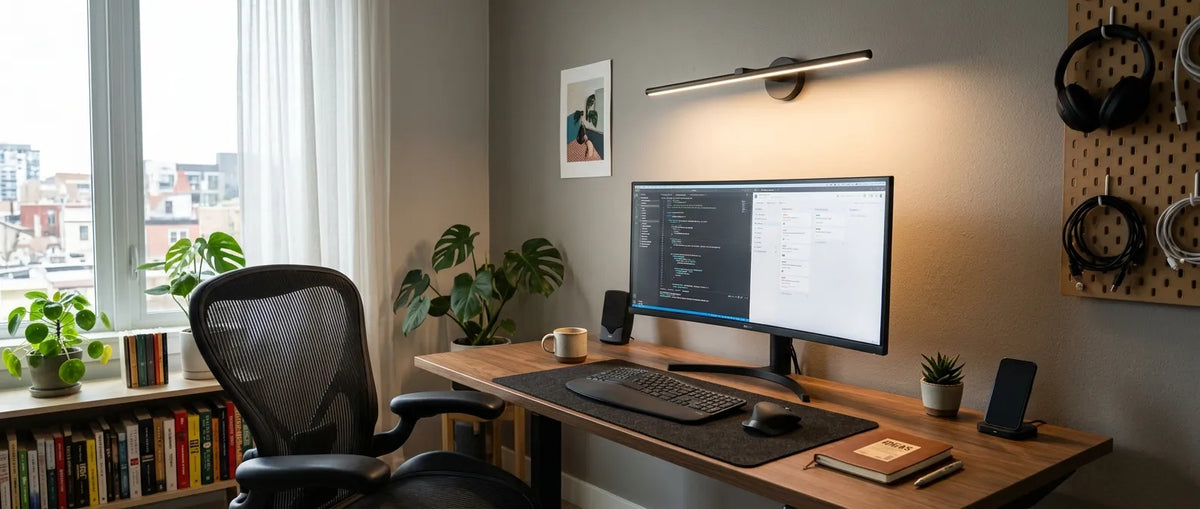 Applique murale LED design orientable au-dessus d'un bureau à domicile
