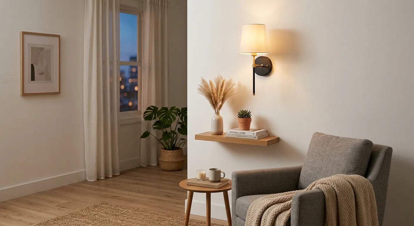 applique murale orientable sur mur incliné sous combles - chambre mansardée bois