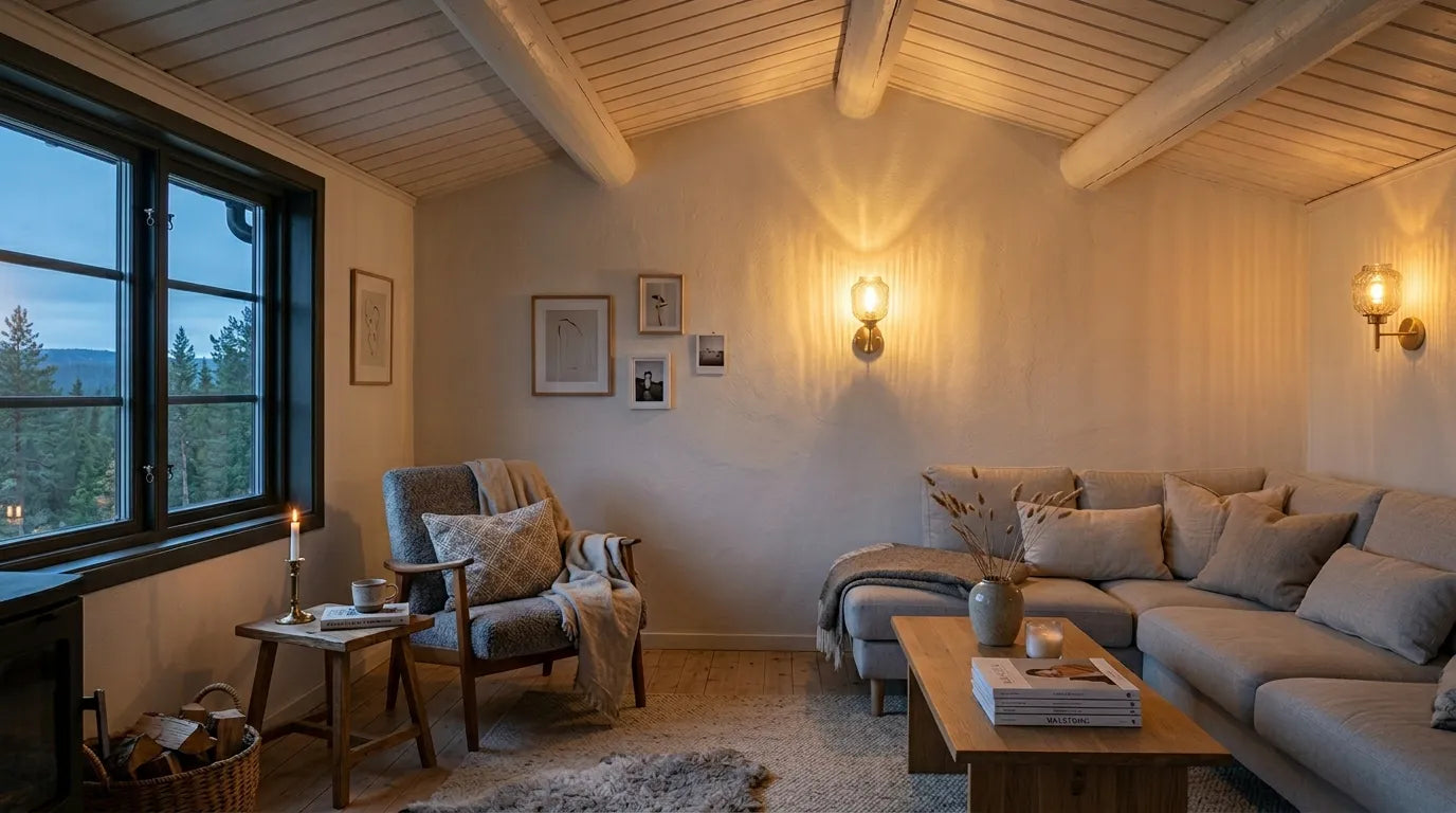 Applique murale éclairant le plafond pour agrandir une pièce basse de plafond Image