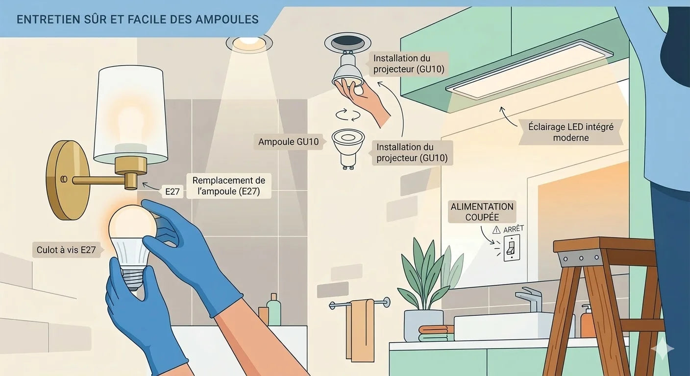 Changer ampoule salle de bain guide dépannage