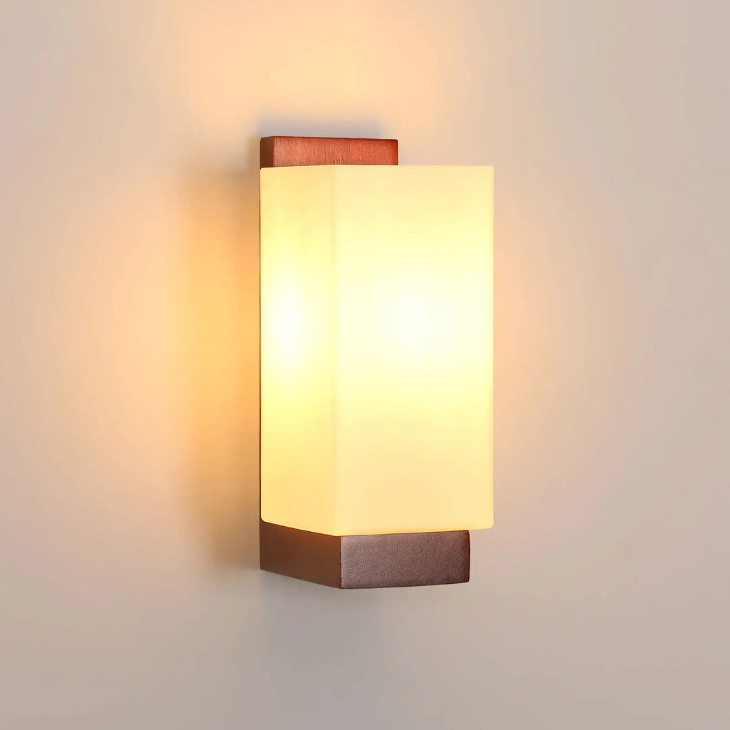 Applique murale LED vintage – Bois et verre créatif