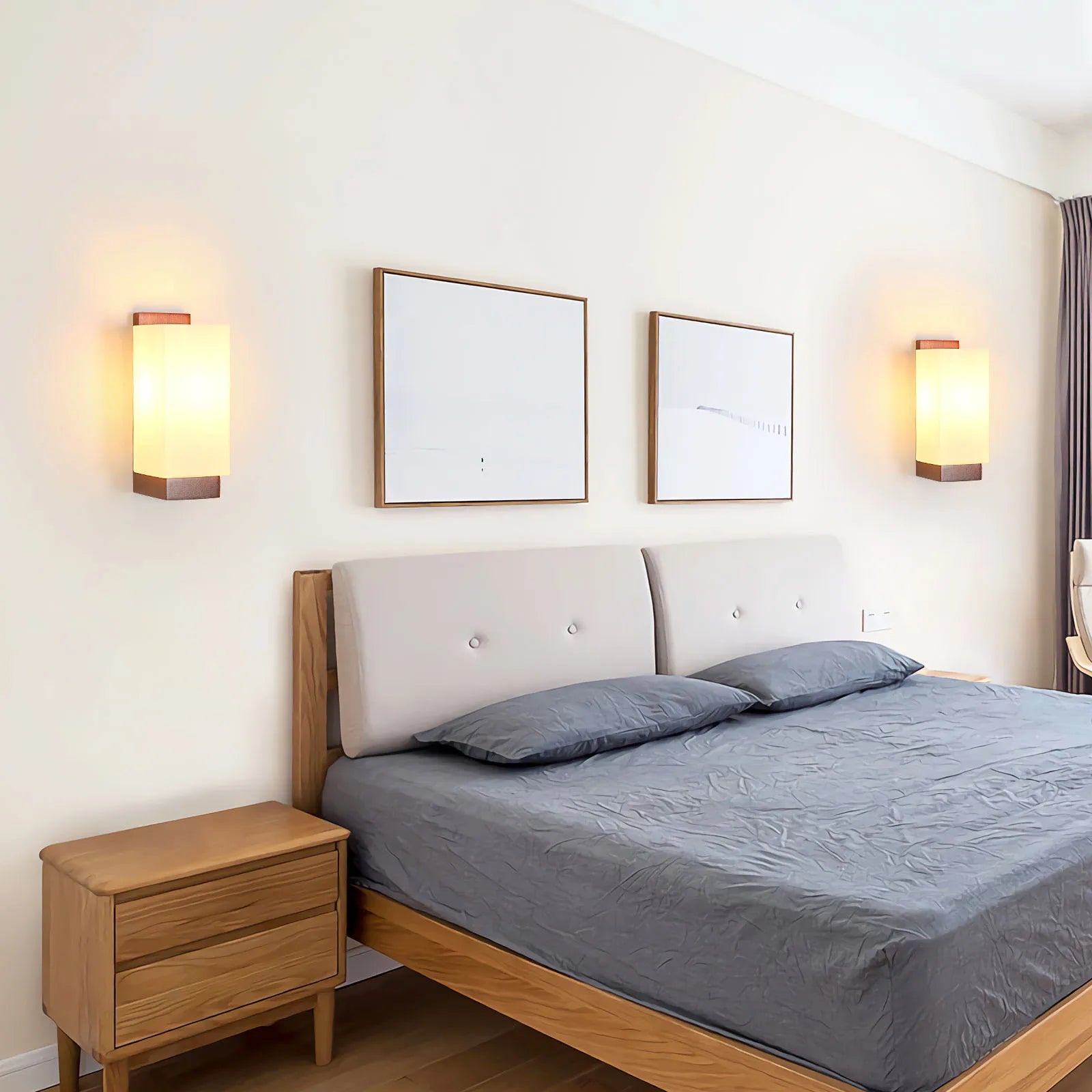 Applique murale LED vintage – Bois et verre créatif