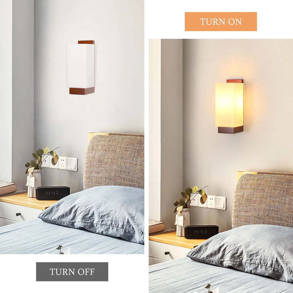 Applique murale LED vintage – Bois et verre créatif