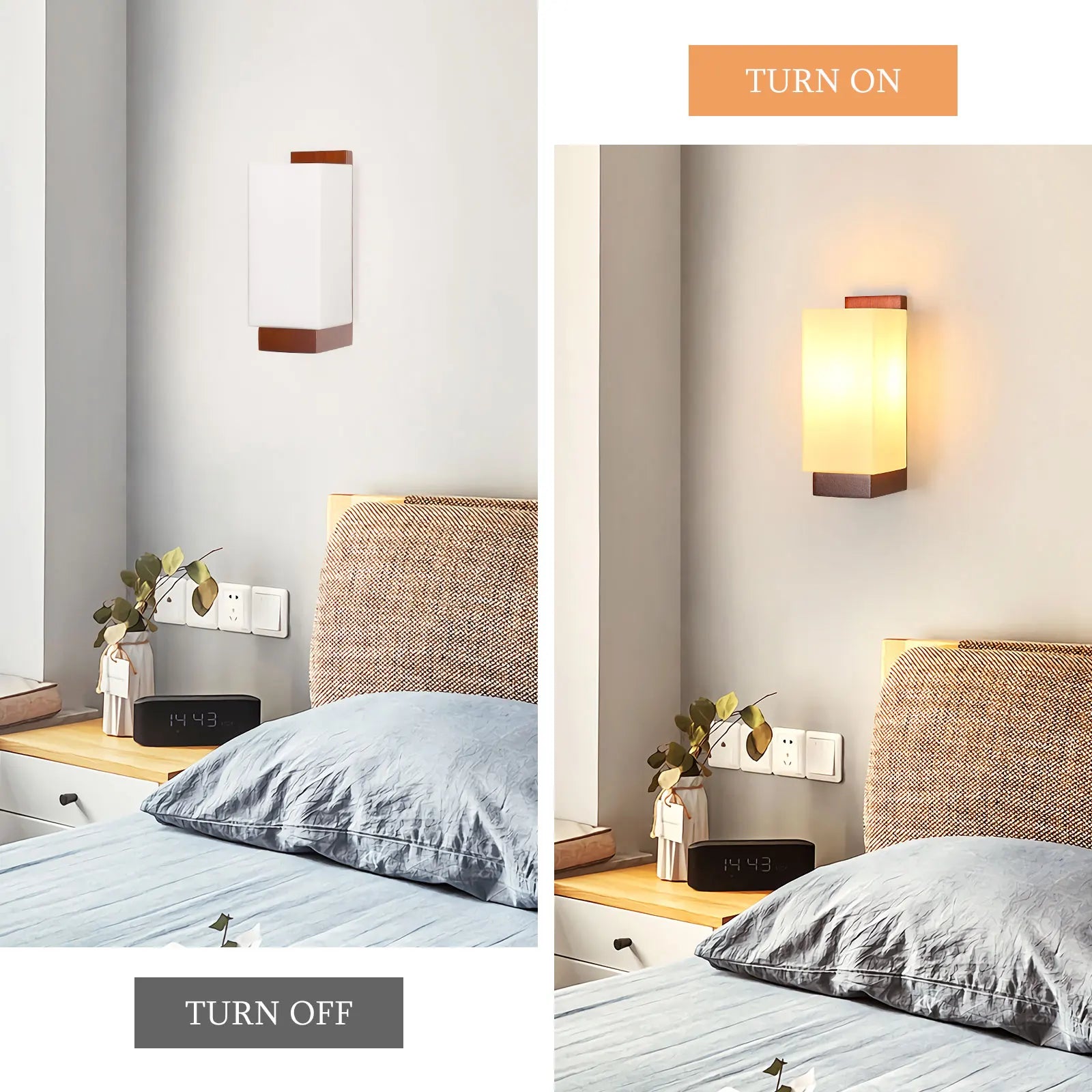 Applique murale LED vintage – Bois et verre créatif