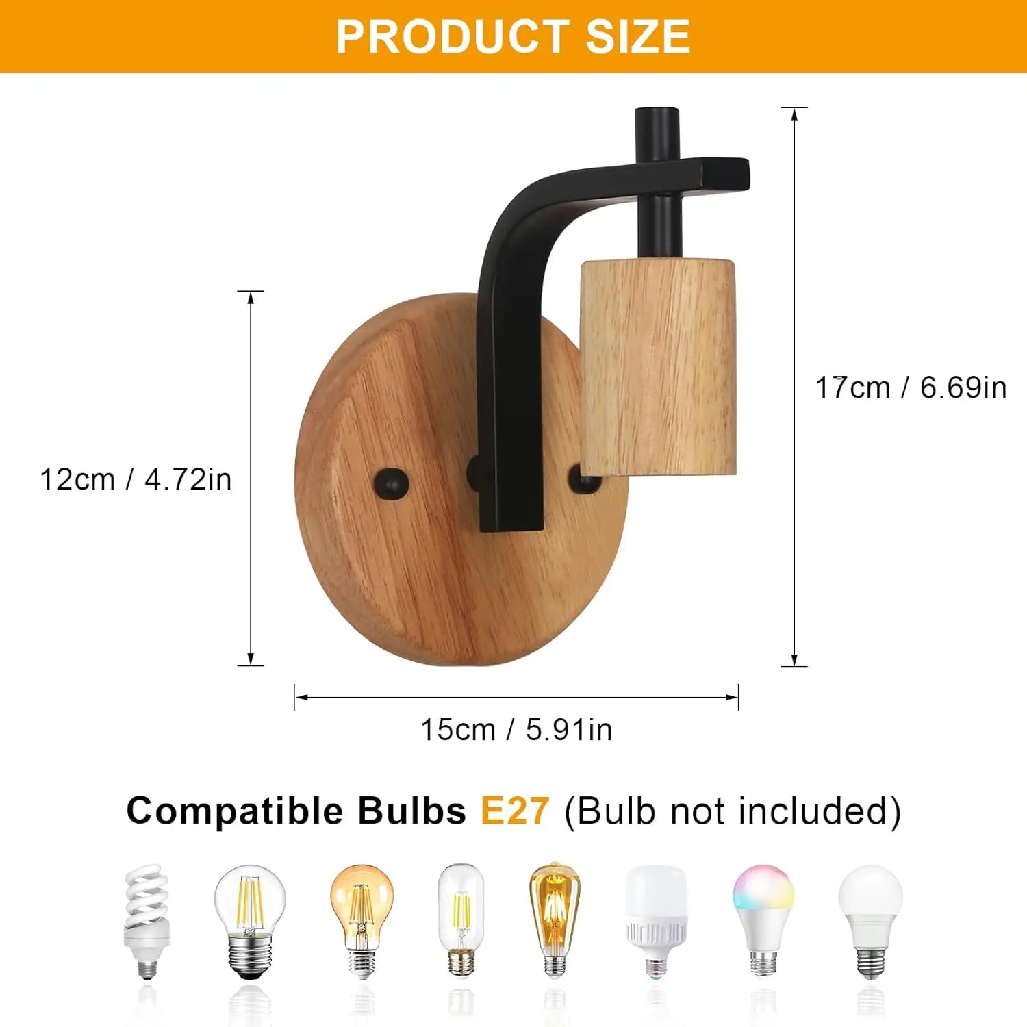 Lot de 2 appliques murales vintage – Bois & métal