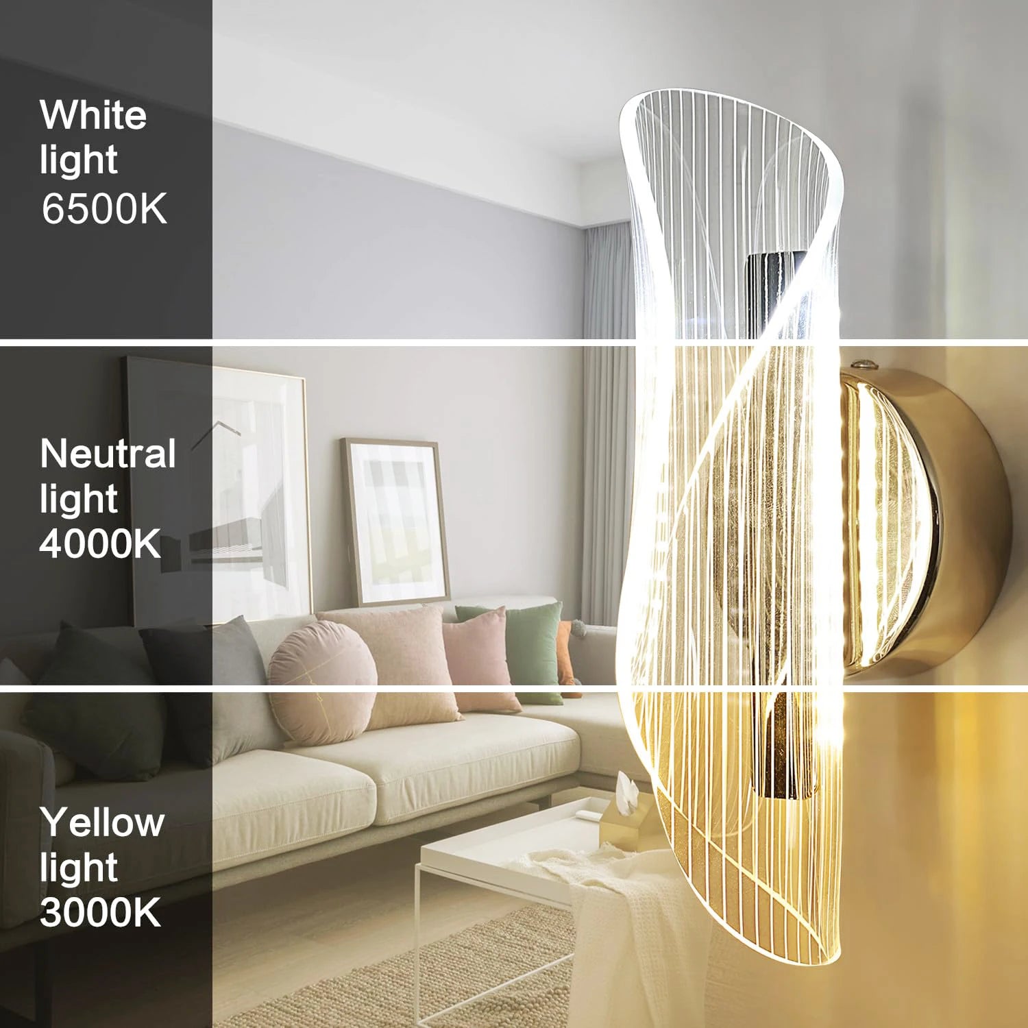 Applique murale LED dorée 12W