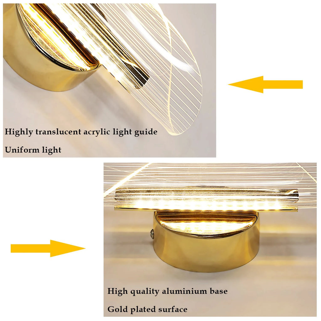 Applique murale LED dorée 12W