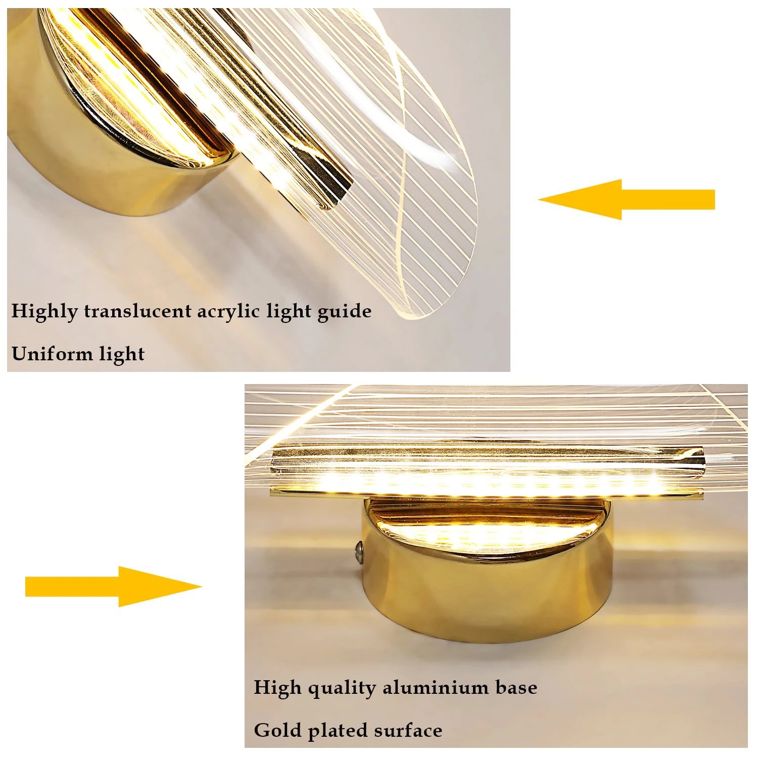 Applique murale LED dorée 12W