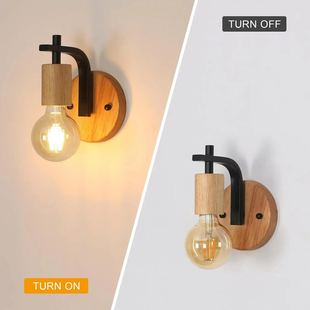 Lot de 2 appliques murales vintage – Bois & métal