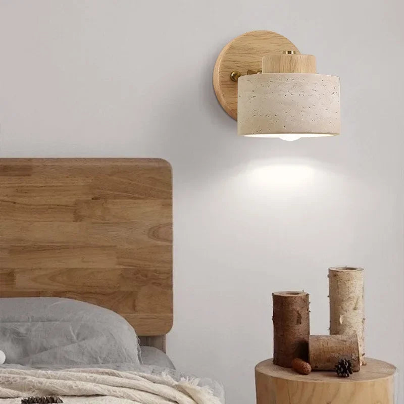 Applique Liseuse Wabi-Sabi Bois & Pierre – Orientable