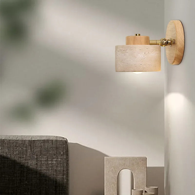 Applique Liseuse Wabi-Sabi Bois & Pierre – Orientable