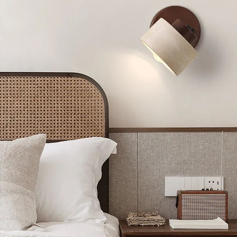 Applique Liseuse Wabi-Sabi Bois & Pierre – Orientable