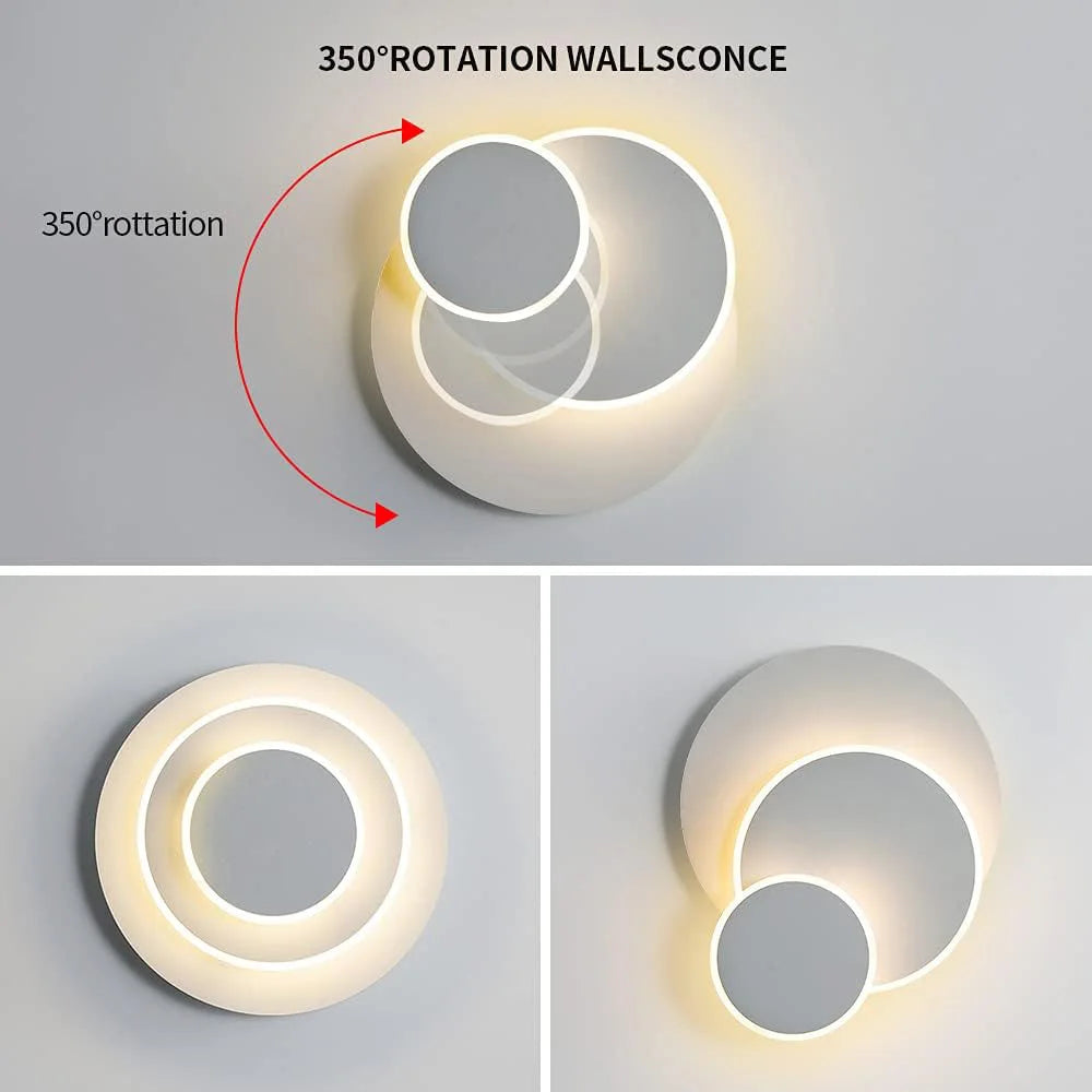 Applique Murale 3 Cercles Rotatifs – LED 15W Moderne