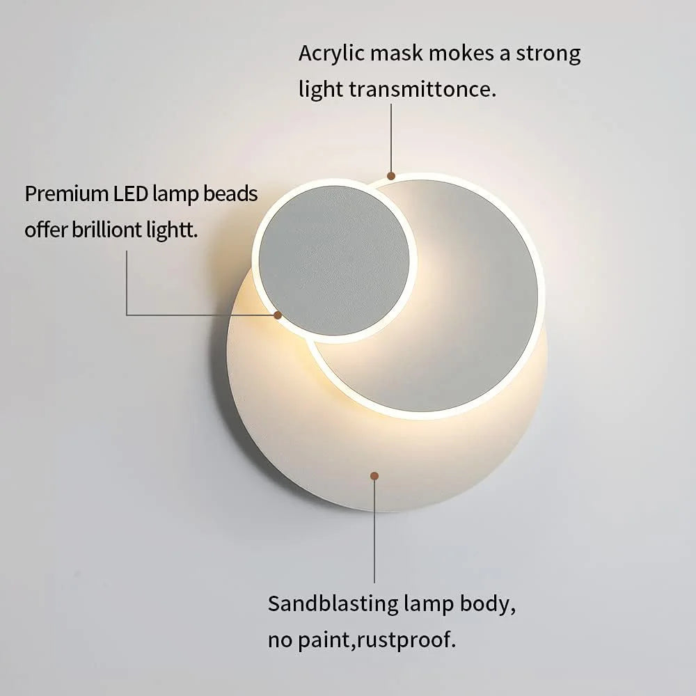 Applique Murale 3 Cercles Rotatifs – LED 15W Moderne