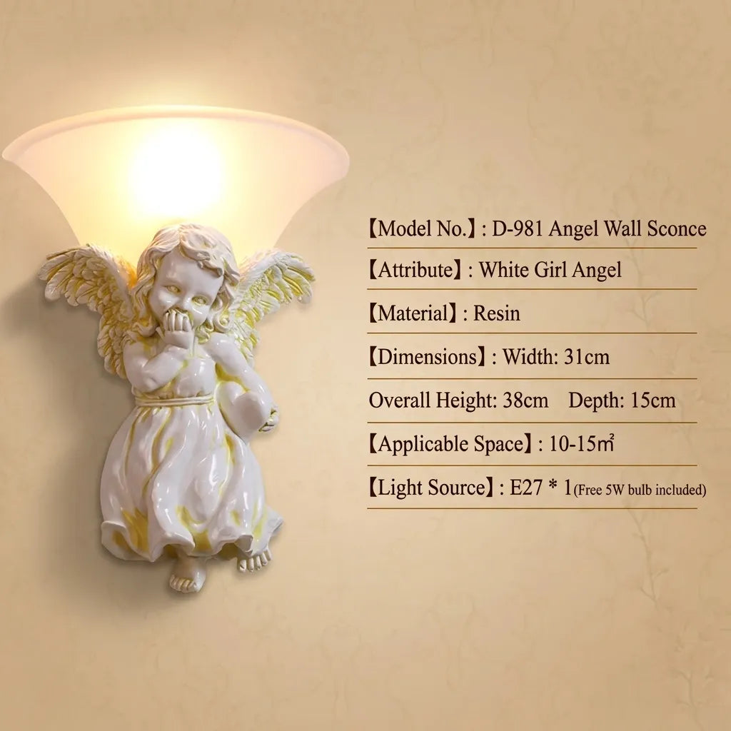 Applique Murale Ange – Résine LED Rétro Européenne