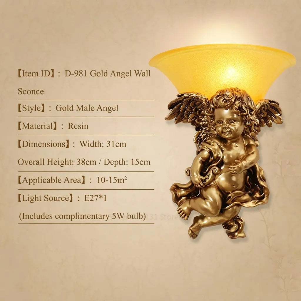 Applique Murale Ange – Résine LED Rétro Européenne