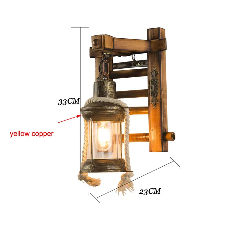 Applique Murale Bambou & Verre – Rétro Industrielle Échelle