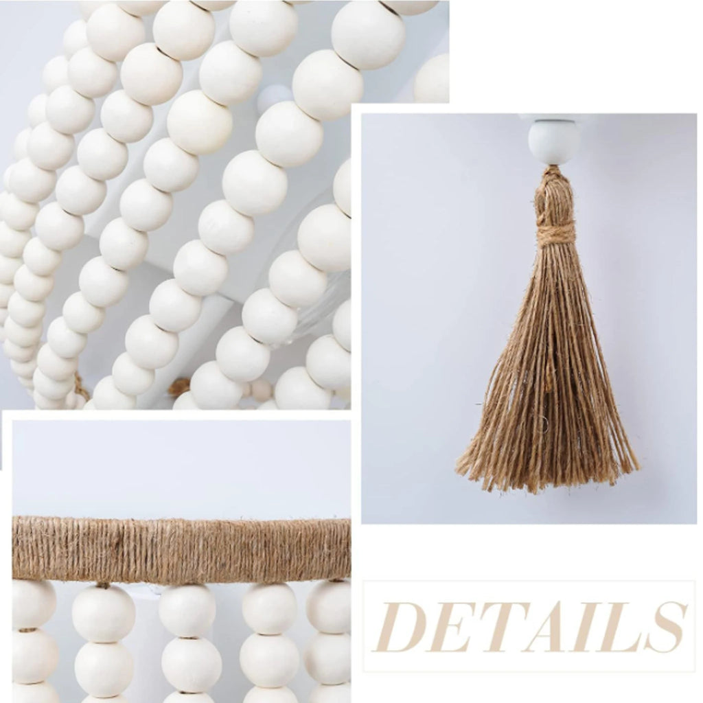 Applique Murale Bohème – Perles de Bois Tressées