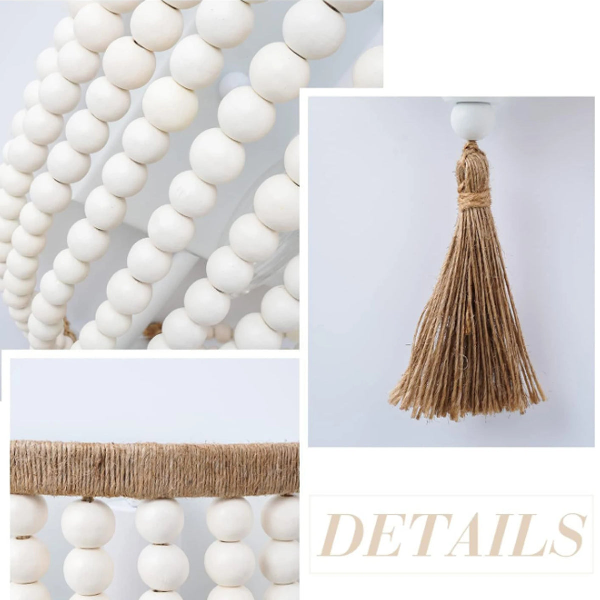 Applique Murale Bohème – Perles de Bois Tressées
