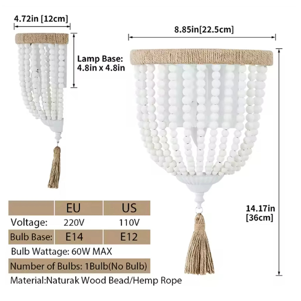 Applique Murale Bohème – Perles de Bois Tressées