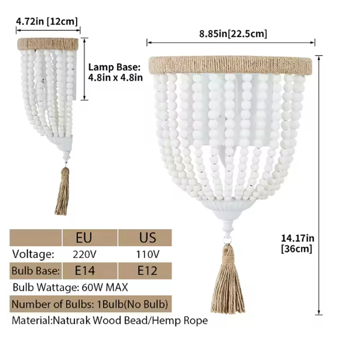 Applique Murale Bohème – Perles de Bois Tressées