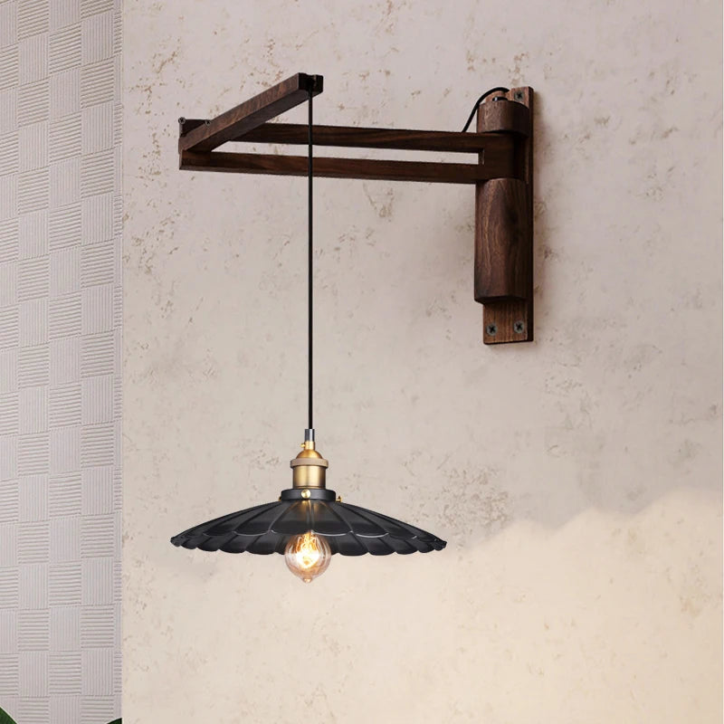 Applique Murale Bois Bras Articulé – Japonaise Rétro