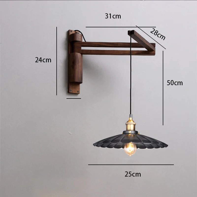 Applique Murale Bois Bras Articulé – Japonaise Rétro