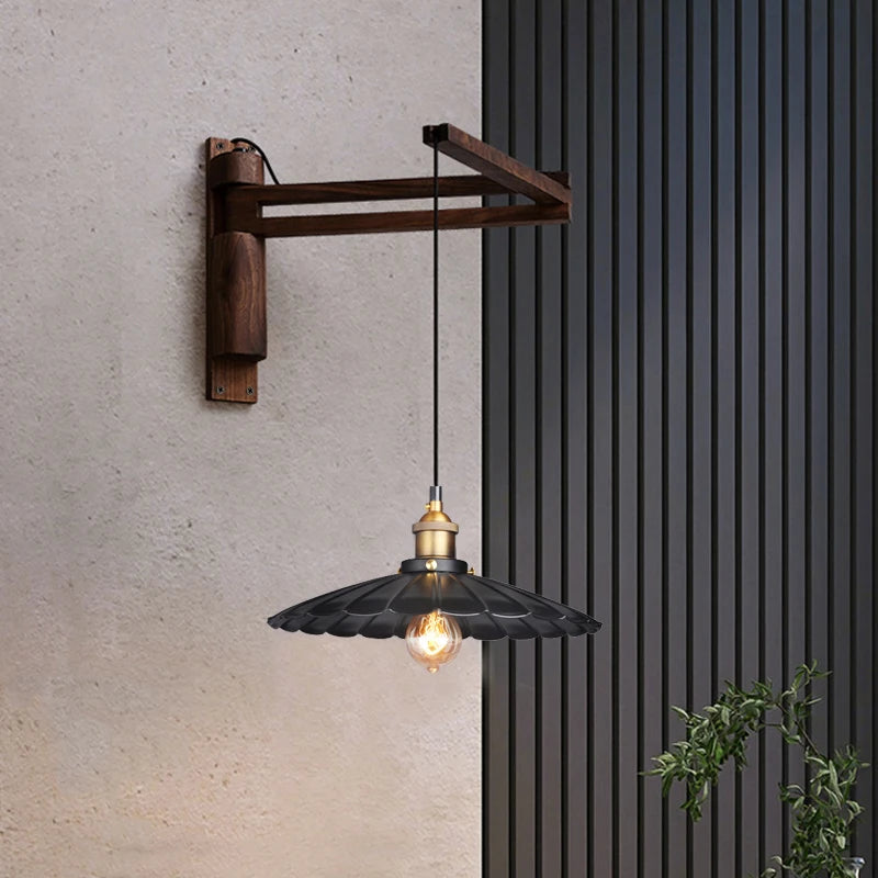 Applique Murale Bois Bras Articulé – Japonaise Rétro