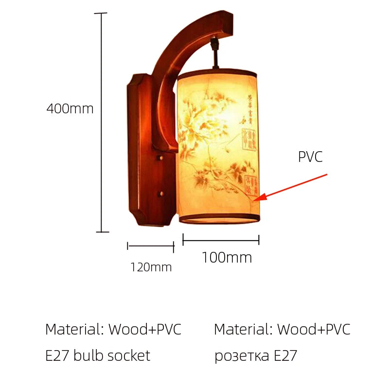 Applique Murale Bois & Parchemin – Rétro Oriental E27