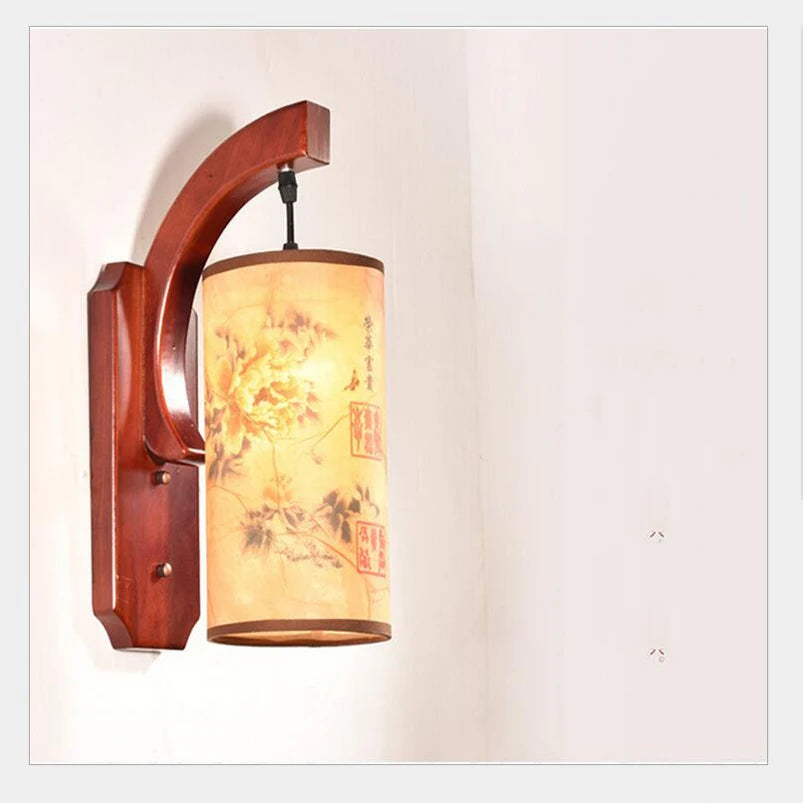 Applique Murale Bois & Parchemin – Rétro Oriental E27