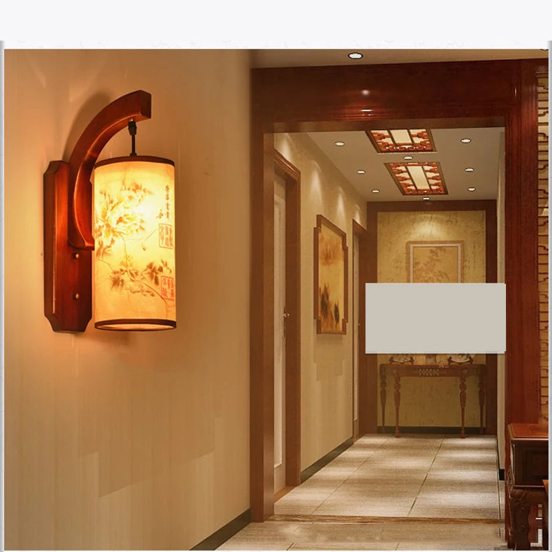 Applique Murale Bois & Parchemin – Rétro Oriental E27