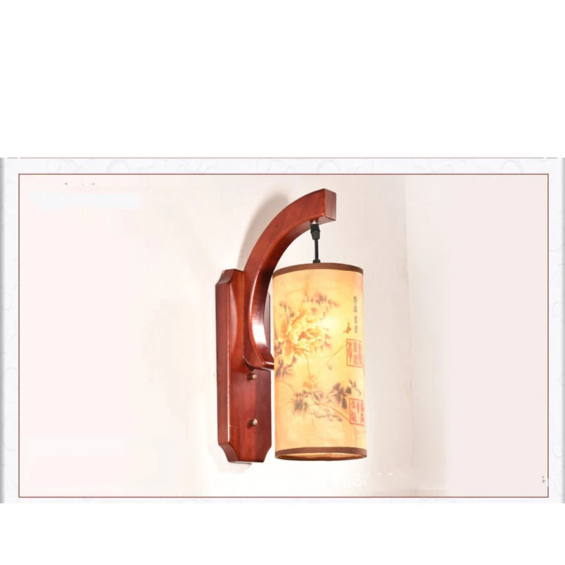 Applique Murale Bois & Parchemin – Rétro Oriental E27