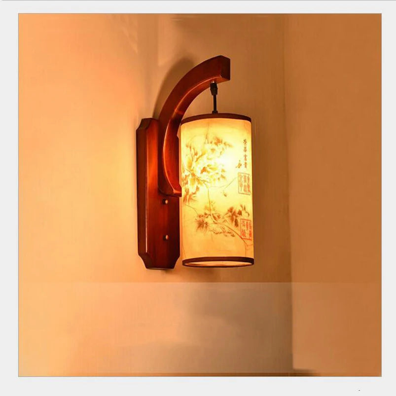 Applique Murale Bois & Parchemin – Rétro Oriental E27
