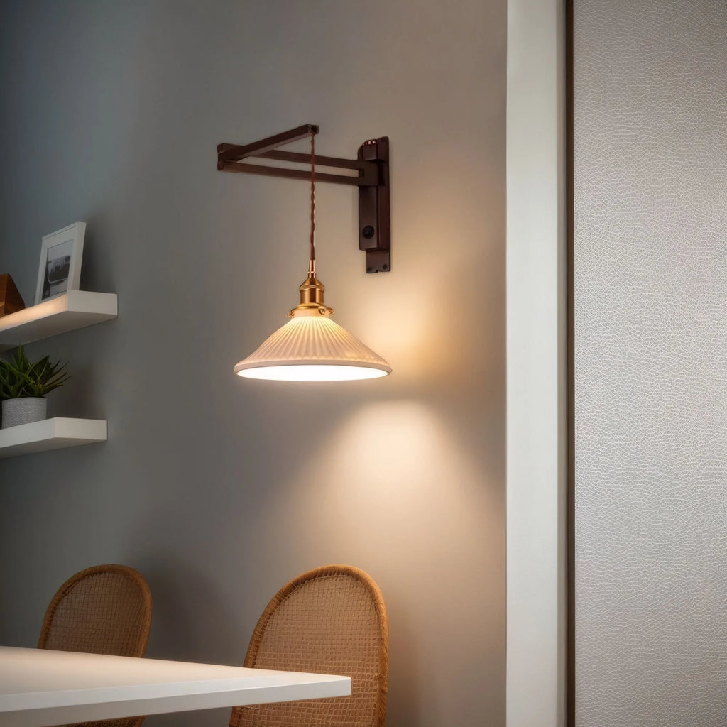 Applique Murale Bois Pliante – Conique Rétro