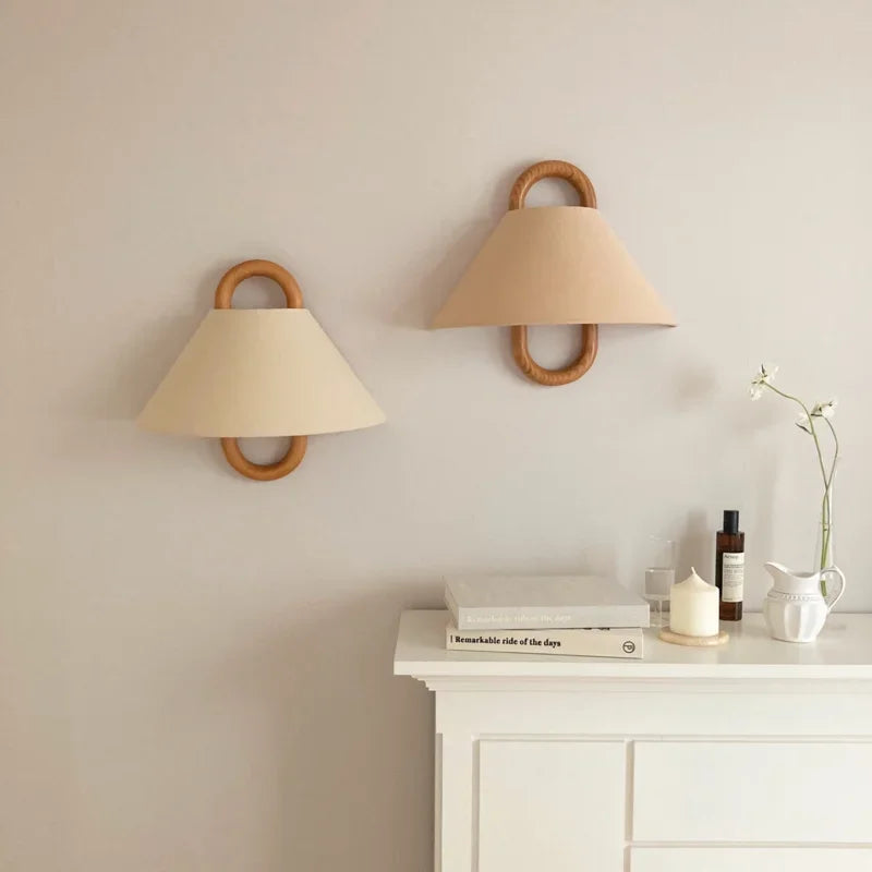 Applique Murale Bois de Hêtre – Tissu Vintage
