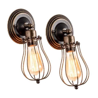 Applique Murale Cage Métal Rustique – Lot de 2 ou 1