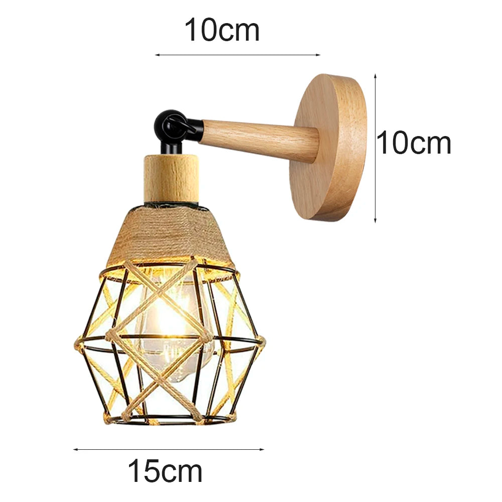 Applique Murale Corde de Chanvre – Bras Articulé Rétro E27