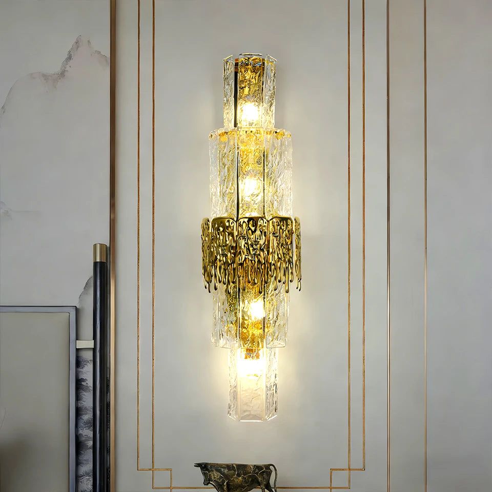 Applique Murale Cristal Dorée – Luxe Hôtel 5 Lumières