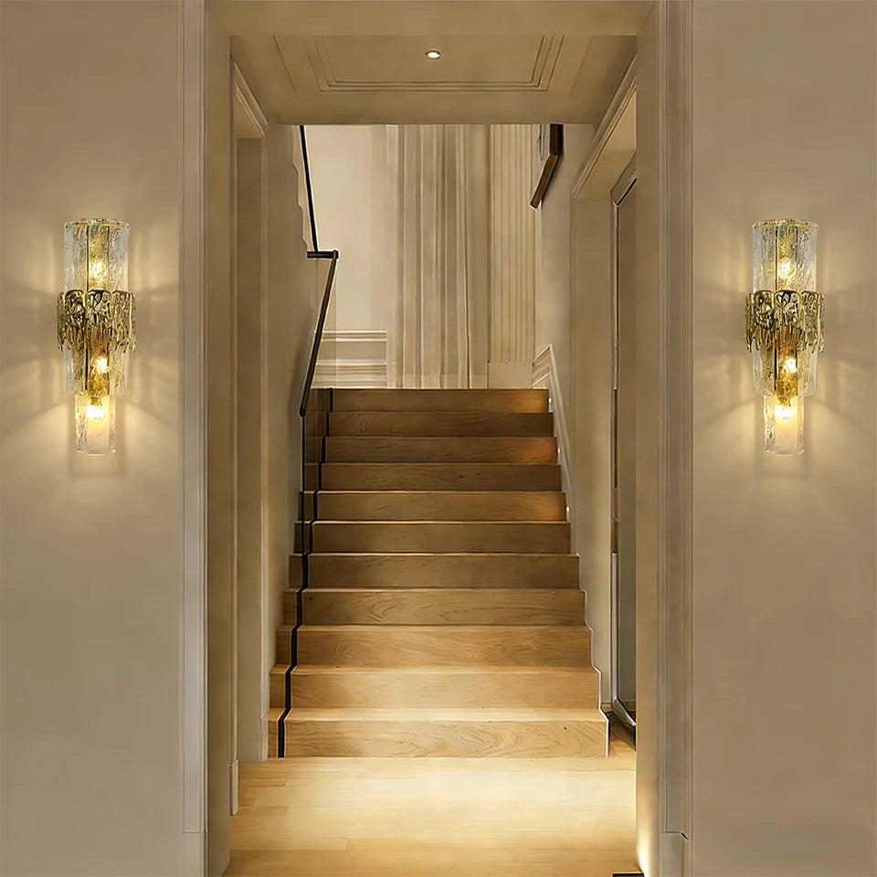 Applique Murale Cristal Dorée – Luxe Hôtel 5 Lumières