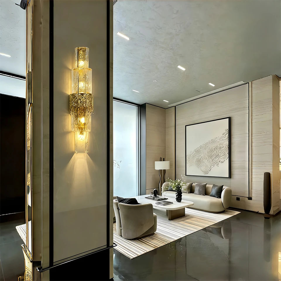 Applique Murale Cristal Dorée – Luxe Hôtel 5 Lumières