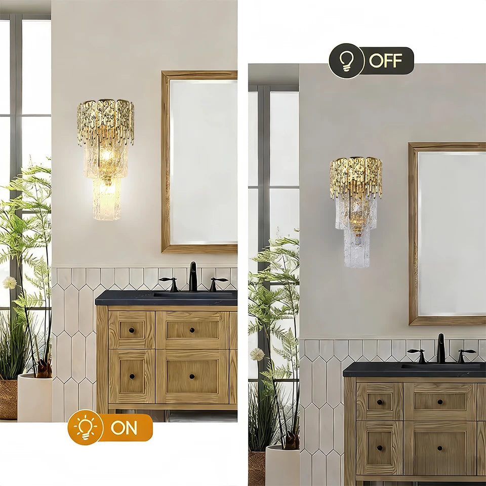 Applique Murale Cristal Dorée – Luxe Hôtel 5 Lumières