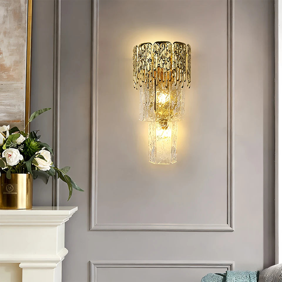 Applique Murale Cristal Dorée – Luxe Hôtel 5 Lumières