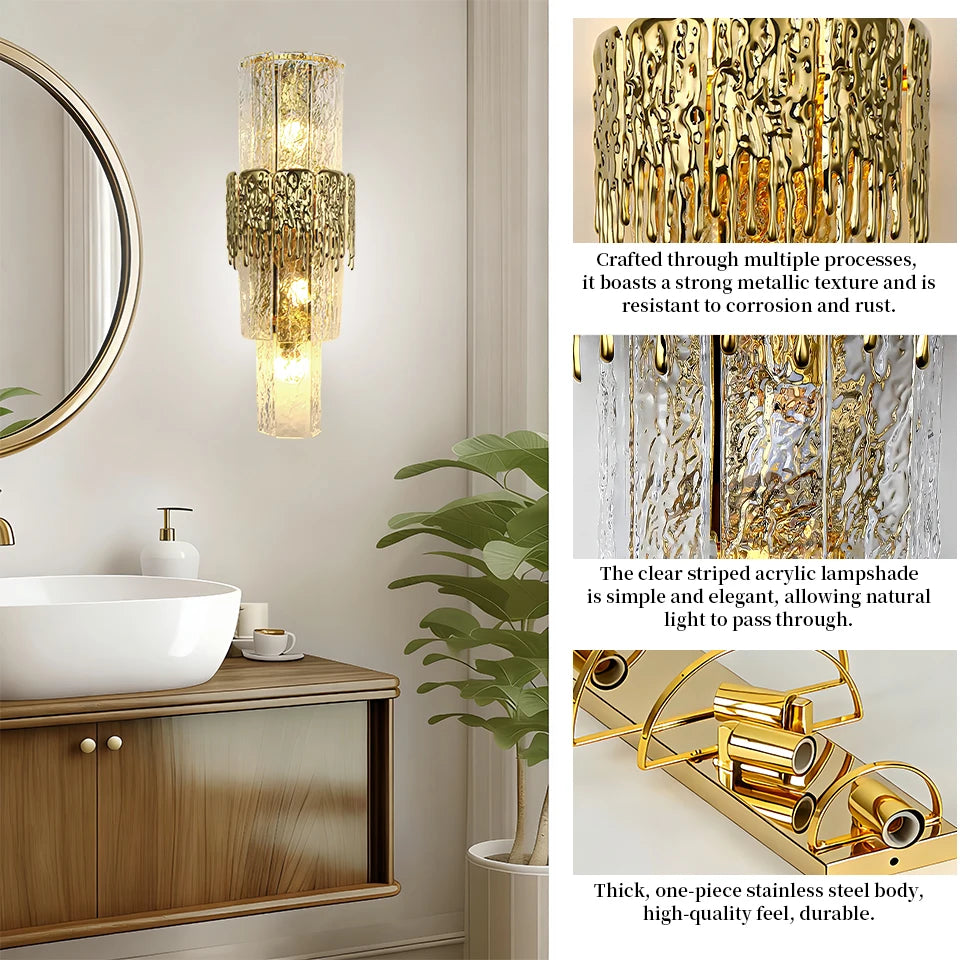 Applique Murale Cristal Dorée – Luxe Hôtel 5 Lumières