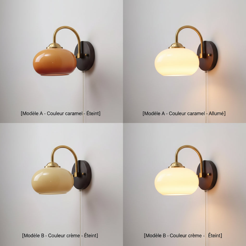 Applique Murale Design Verre & Bois