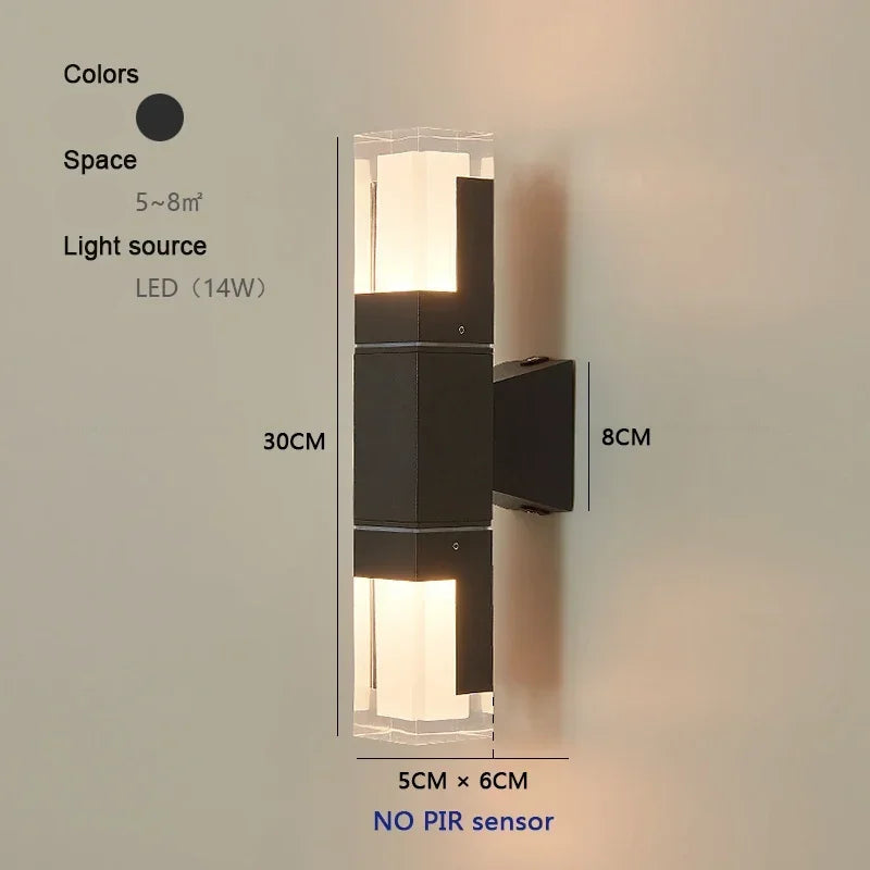 Applique Murale Extérieure LED Détecteur – Noire IP65