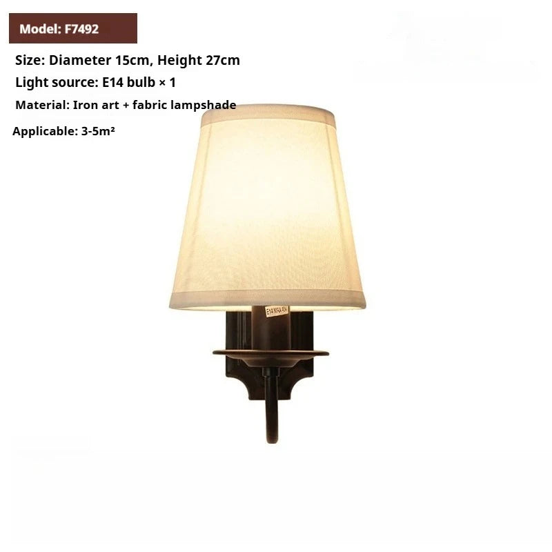 Applique Murale Fer Noir & Tissu – Rustique E14