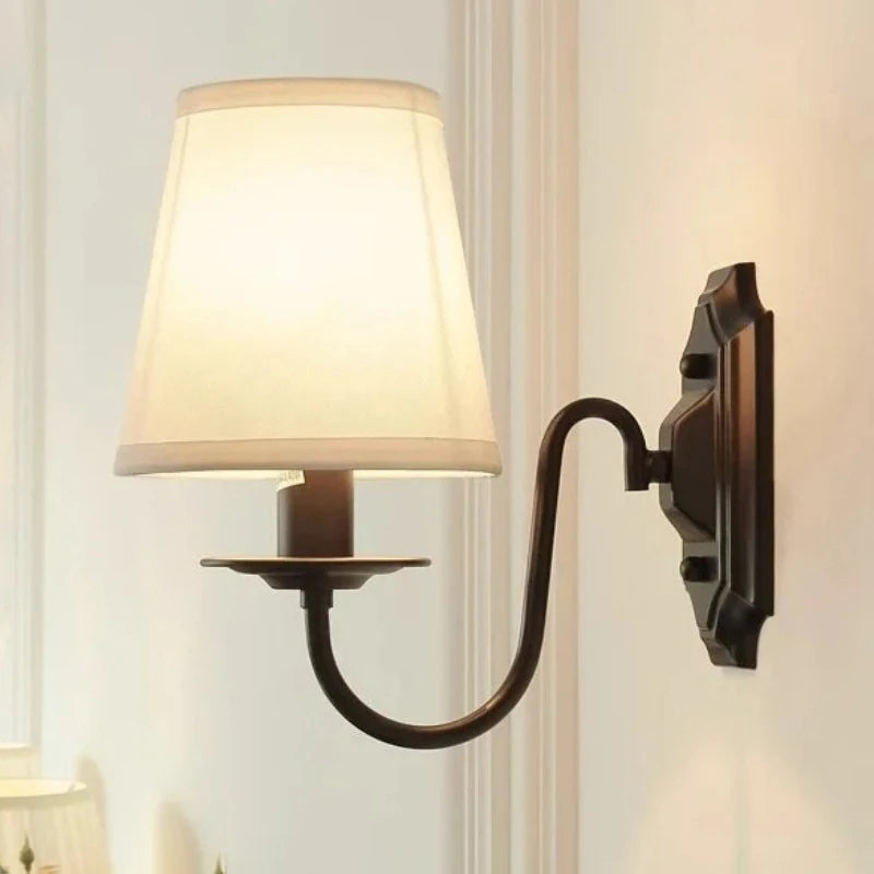 Applique Murale Fer Noir & Tissu – Rustique E14