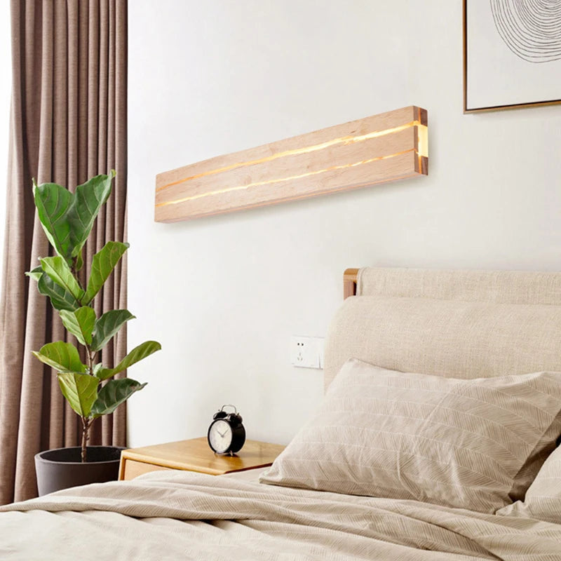 Applique Murale LED en Bois Nordique Design Fissuré
